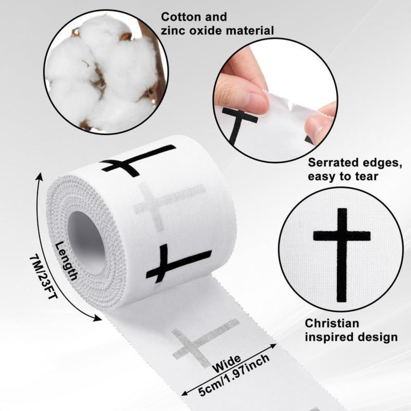2026 Cross Tape Christian Athletic Tape Sports Wrap 2in x 23ft Jesus Cotton Wrist Wrap for Soccer Football Baseball Gymnastics Boxing Christian Church Gifts