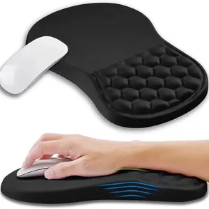 Ergonomic Mouse Pad with Wrist Rest, Slope Design Memory Foam Support, Smooth Lycra Surface, Non-Slip PU Base, Office & Home Use（1 pcs）