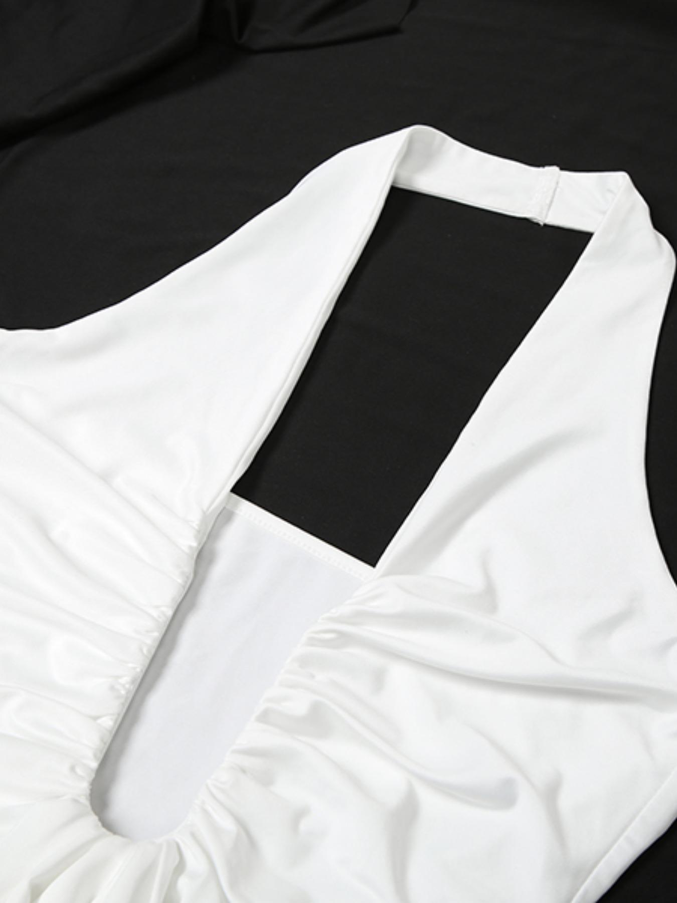 Women's Solid Color Halter Neck  Dress, Elegant Sleeveless Dress for Party Club Dating Wear, Ladies Summer Clothes, Womenswear