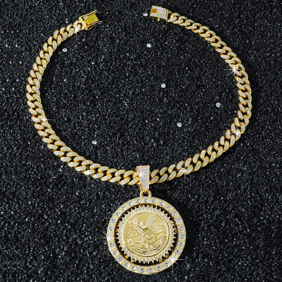 14k Full Diamond Chain Hip-Hop Style Personalized Rotating Angel Pendant Necklace - Fashion Accessory, Comfortable to Wear, Durable Structure 14k Full Diamond Chain Hip-Hop Style Personalized Rotating Angel Pendant Necklace - Fashion Accessory, Comfortable to Wear, Durable Structure