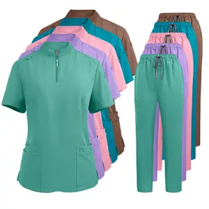 New style stand-up collar ICU short-sleeve scrub uniform for women, skin management nurse workwear