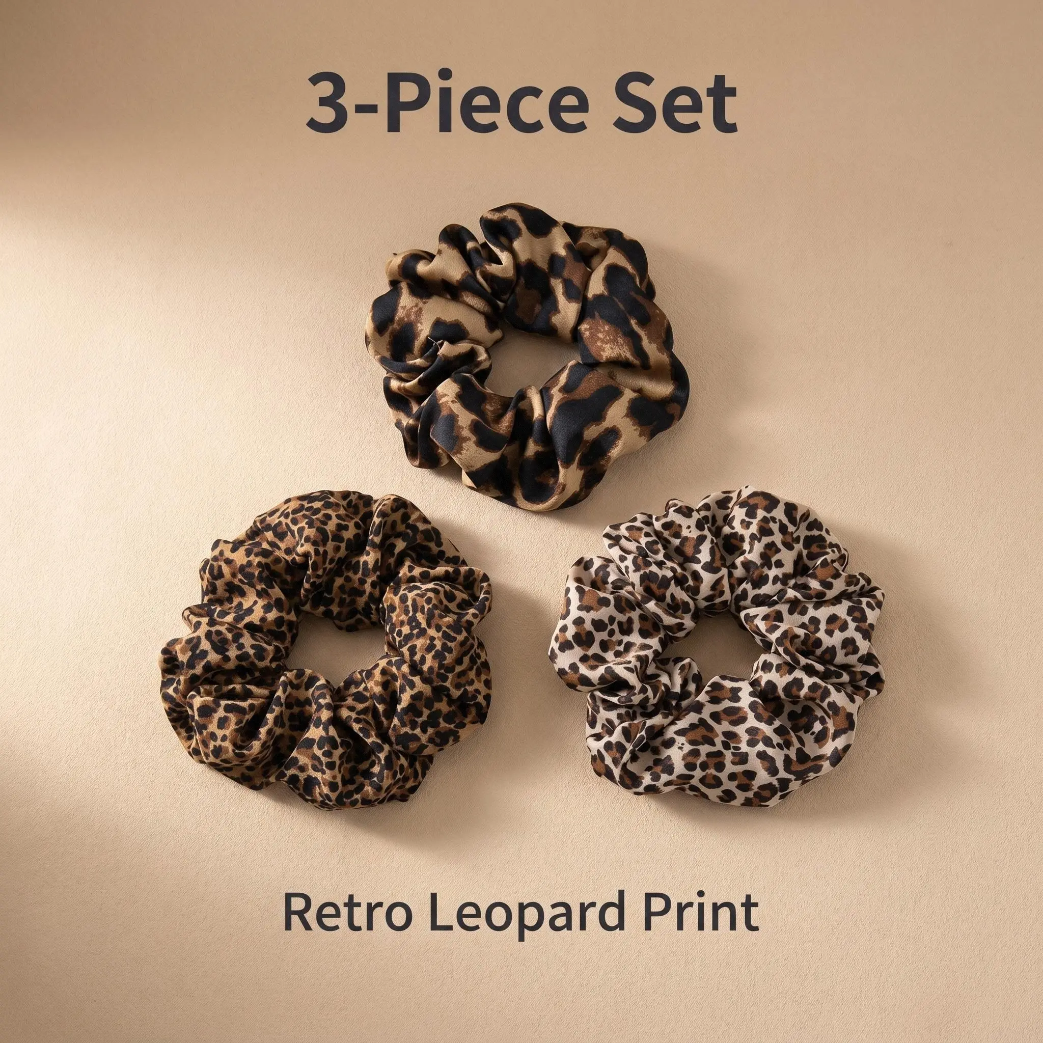 1 Scrunchie 3Pcs Leopard Print for Women Tight Overlock Stitching Vibrant Fadeless Pattern No Crease Daily Outfits Cute Trendy Summer Clearance