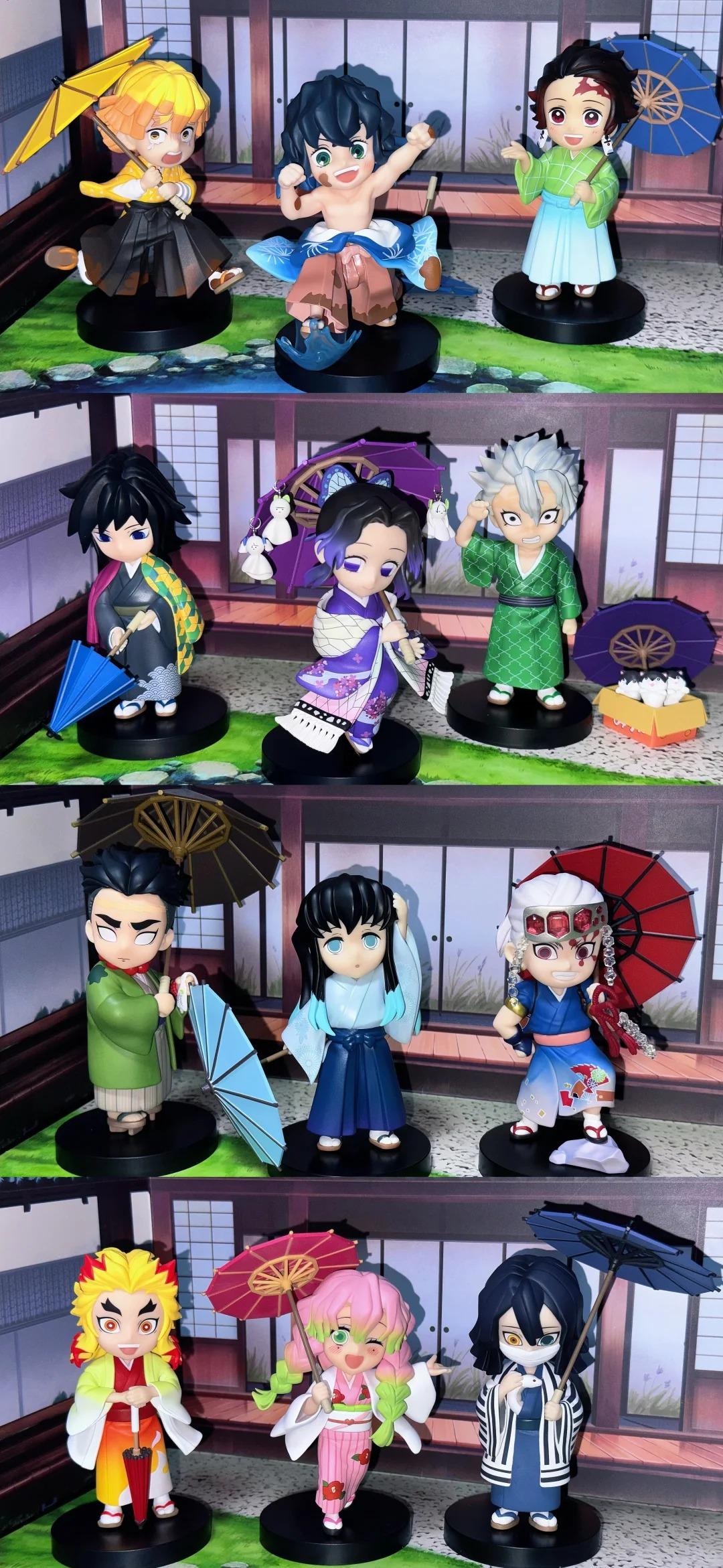 New Anime Figure Demon Slayer Figures Kimetsu No Yaiba Doll Plum Rain Series Blind Box Figurine Warrior Action Figure Model Toys