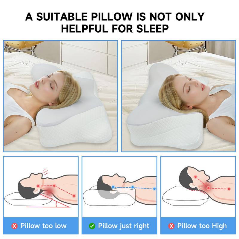 VIZIM Memory Foam Infinity Pillow Cervical Neck Support for Side Back Sleepers with Washable Cooling Cover Orthopedic Bed Pillow for Pain Relief Ergonomic Design