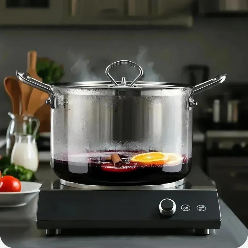 Large Capacity Glass Pot with Lid,1 Count Stainless Steel Handle Cookware,Clear Glass Pasta Pot, Cooking Pot for Home Kitchen, Stew Pot