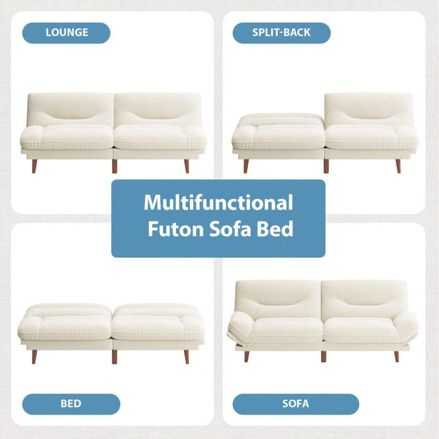 Convertible Futon Sofa Bed, 2 Seater Loveseat Sleeper Sofa with Adjustable Backrest & Armrest, Twin Size Futon Couch for Living Room, Bedroom, Apartment & Small Space Convertible Futon Sofa Bed, 2 Seater Loveseat Sleeper Sofa with Adjustable Backrest & Armrest, Twin Size Futon Couch for Living Room, Bedroom, Apartment & Small Space