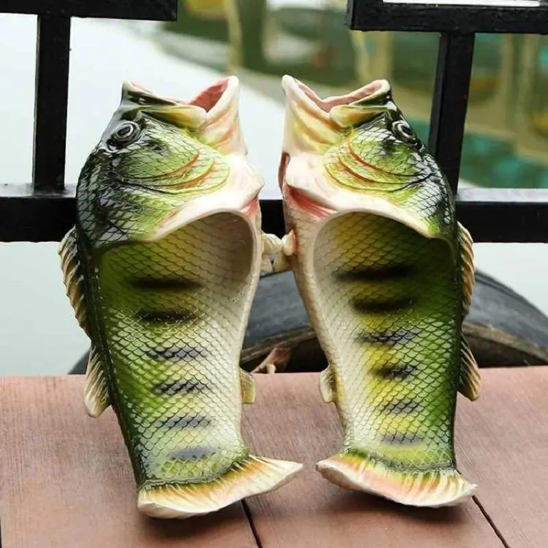 Ladies Summer Beach Slippers Men Fish Shoes Family Outdoor Footwear Extra Size Girls Beach Flip-flops Unisex Funny Shoes 2023