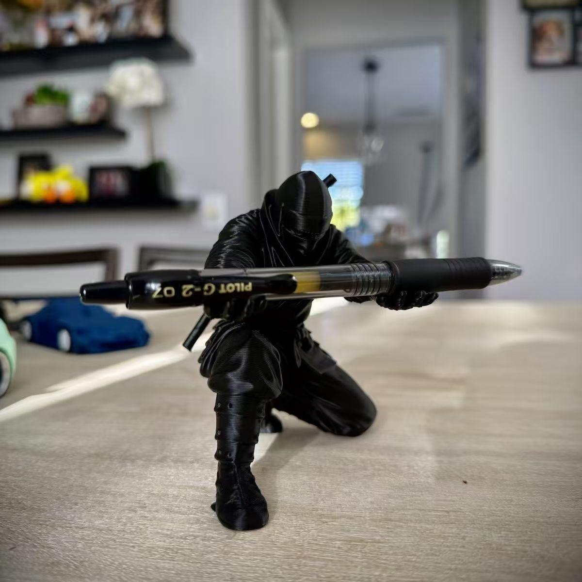 3D Printed Ninja Pen Holder, Creative Samurai Desk Organizer, Funny Office Pen Stand, Gift for Students