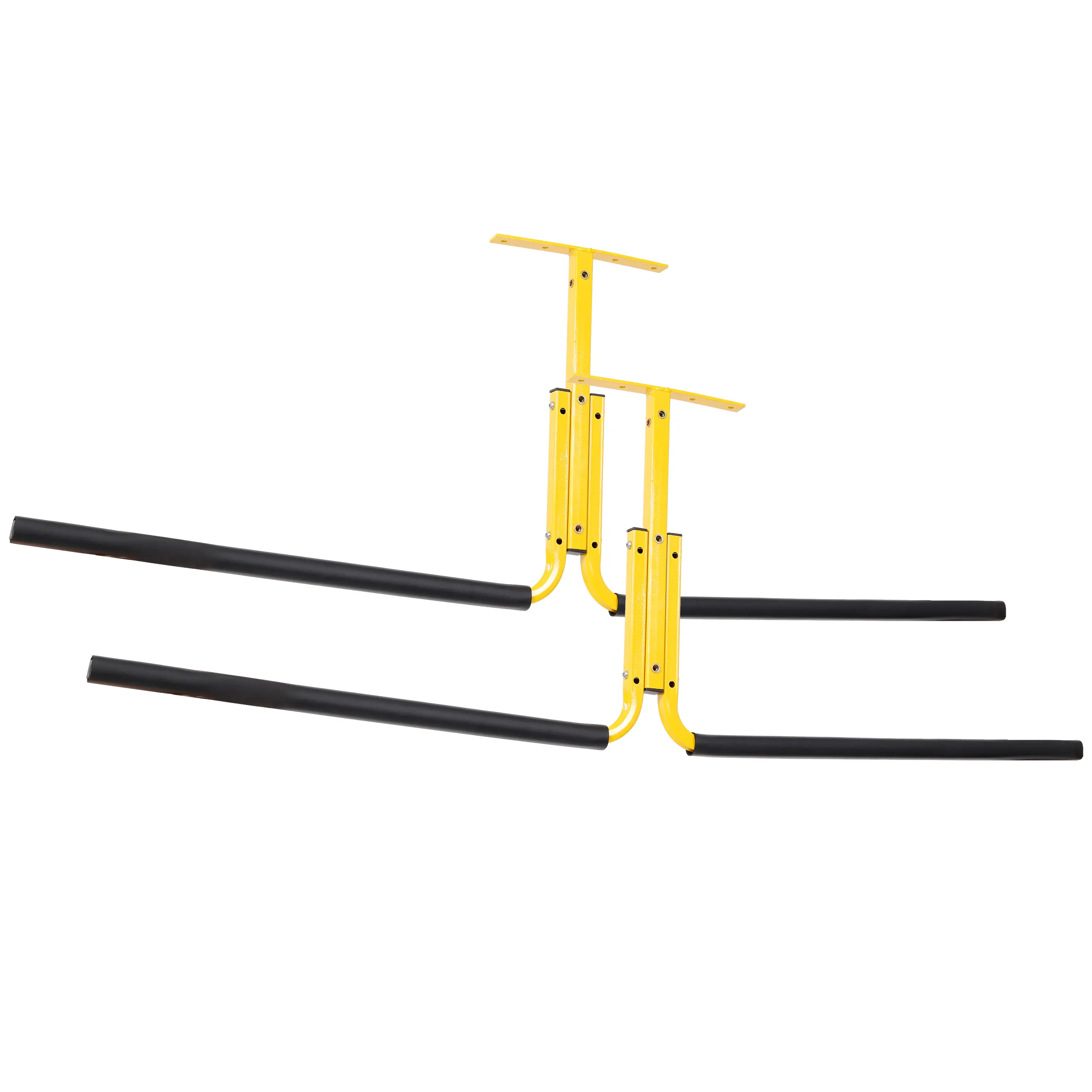 Nokaa Overhead Garage Kayak Storage Rack, Heavy Duty Steel Ceiling Mount Hanger Holds 2 Kayaks Canoe SUP Surfboard Paddle Board Ladder, Adjustable Height with Protective Rubber Padding, Yellow