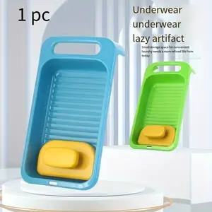 Plastic Manual Laundry Scrubber, Portable Underwear Washer, Handheld Clothes Washing Tool, Easy Wash Rollers, Non-Electric Cleaning Gadget for Delicates - Household Essentials