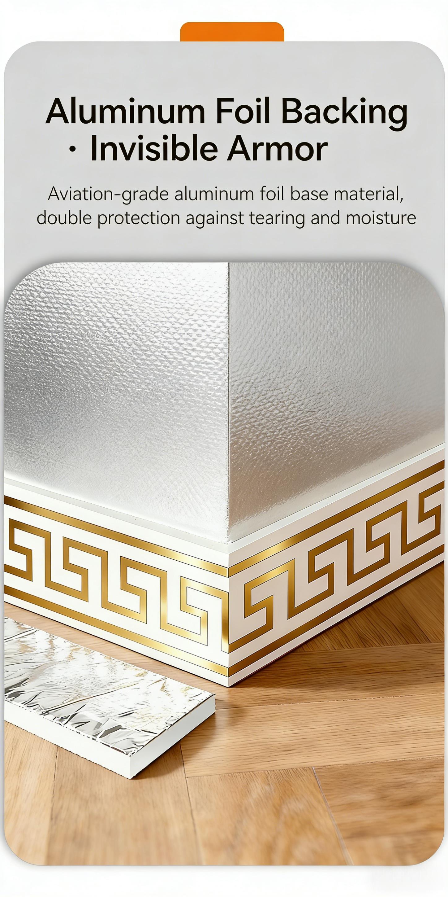 Self-Adhesive PVC Baseboard, Thick Waterproof Vinyl Wall Trim, Peel and Stick Skirting Board, Countertop Edge Guard, Ceiling Corner Molding, Removable Wall Corner Protector, Easy DIY No Tools Installation, 3.94" x 196.85"