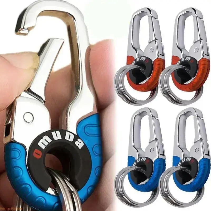 Stainless Steel Quick Connect Buckle Keychain - Heavy-Duty Steel Secure Buckle Hold Car Key Ring Holder, Men’s Multi-Purpose Outdoor Accessory for Camping, Climbing
