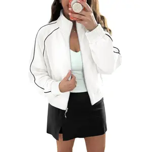 Aoysky Womens Track Jacket Full Zip Up Stand Collar Long Sleeve Casual Workout Sweatshirts with Pockets