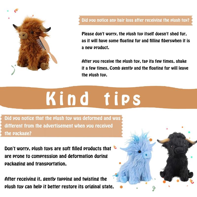 Cute Simulation Highland Cow Plush Toy, 1 Count Cow Stuffed Toy, Stuffed Animal Realistic, Fluffy Toy Animal Decoration Toy for Boys & Girls, Plushies for Kids,Christmas Gifts For GF