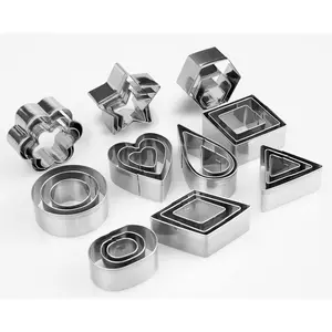 30Pcs Mini Cookie Cutters Set- Heart Star Flower Round Square Hexagon Oval Diamond - Small Stainless Steel Cookie Cutters - Polymer Clay Cutters Mini Fruit Cutter Small Biscuit Cutters