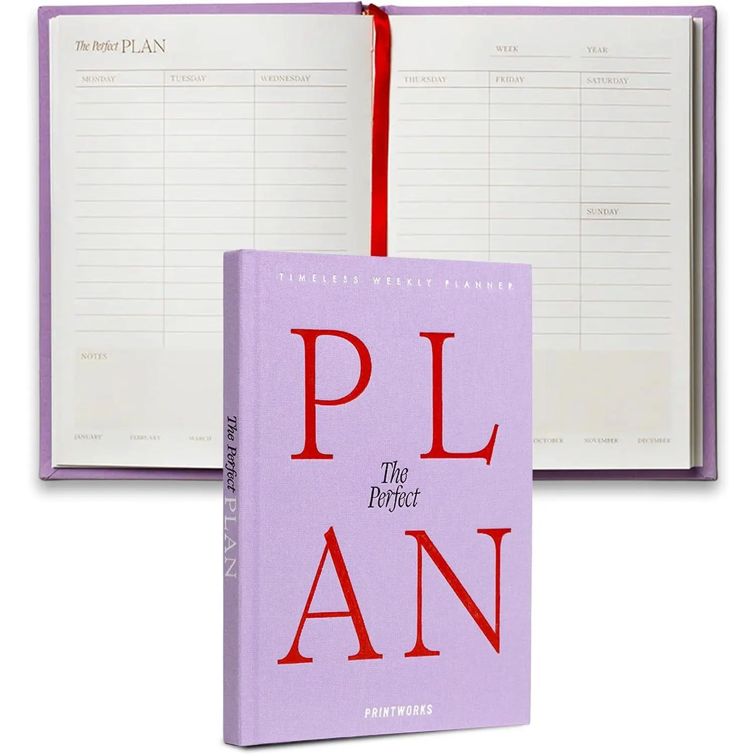 The  Plan Weekly Planner, Violet - Undated 104 Pages | Cloth Cover, For To-Do Lists, Routines & Goals, Minimalist Layout, Desk or Bag Size