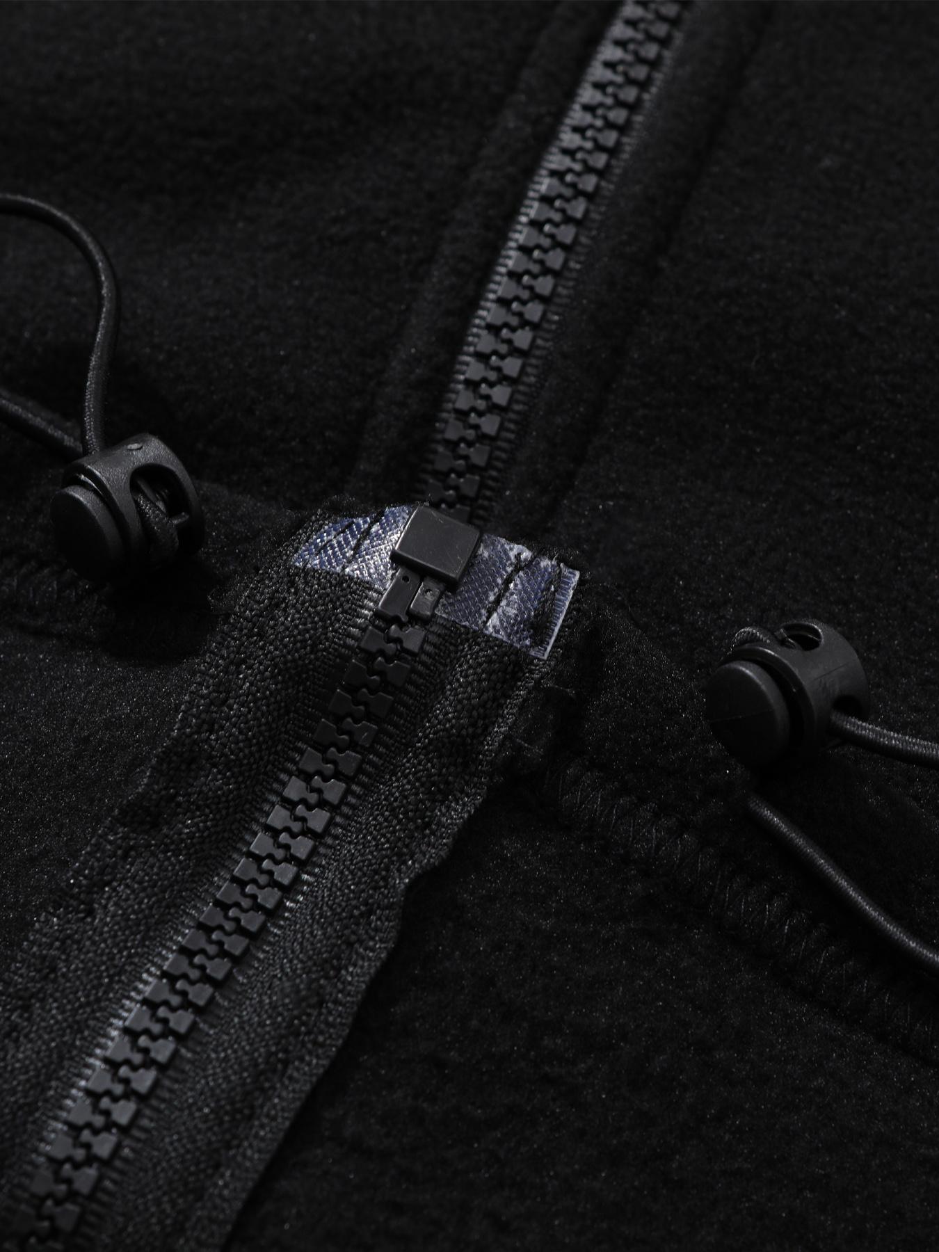 Women's Solid Drawstring Zip-Up Crop Jacket, Casual Long Sleeve Mock Neck Fuzzy Outerwear for Spring & Fall, Ladies Clothes for Daily Wear, Womenswear