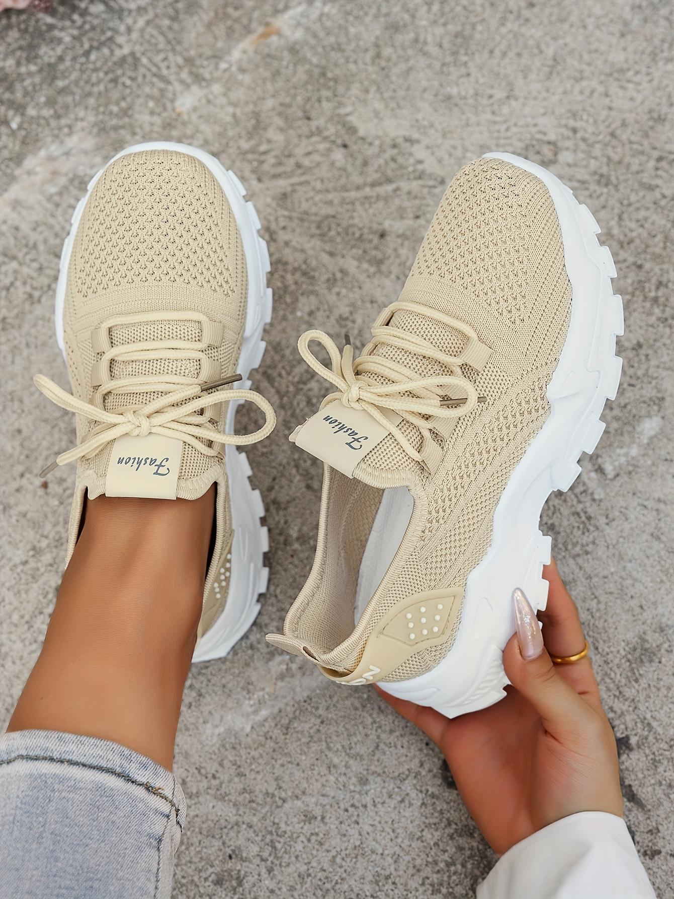 Ladies' Breathable Shoes - Stylish, Comfortable, Low-Top Tennis Shoes with Thick Soles Casual Outdoor Wear