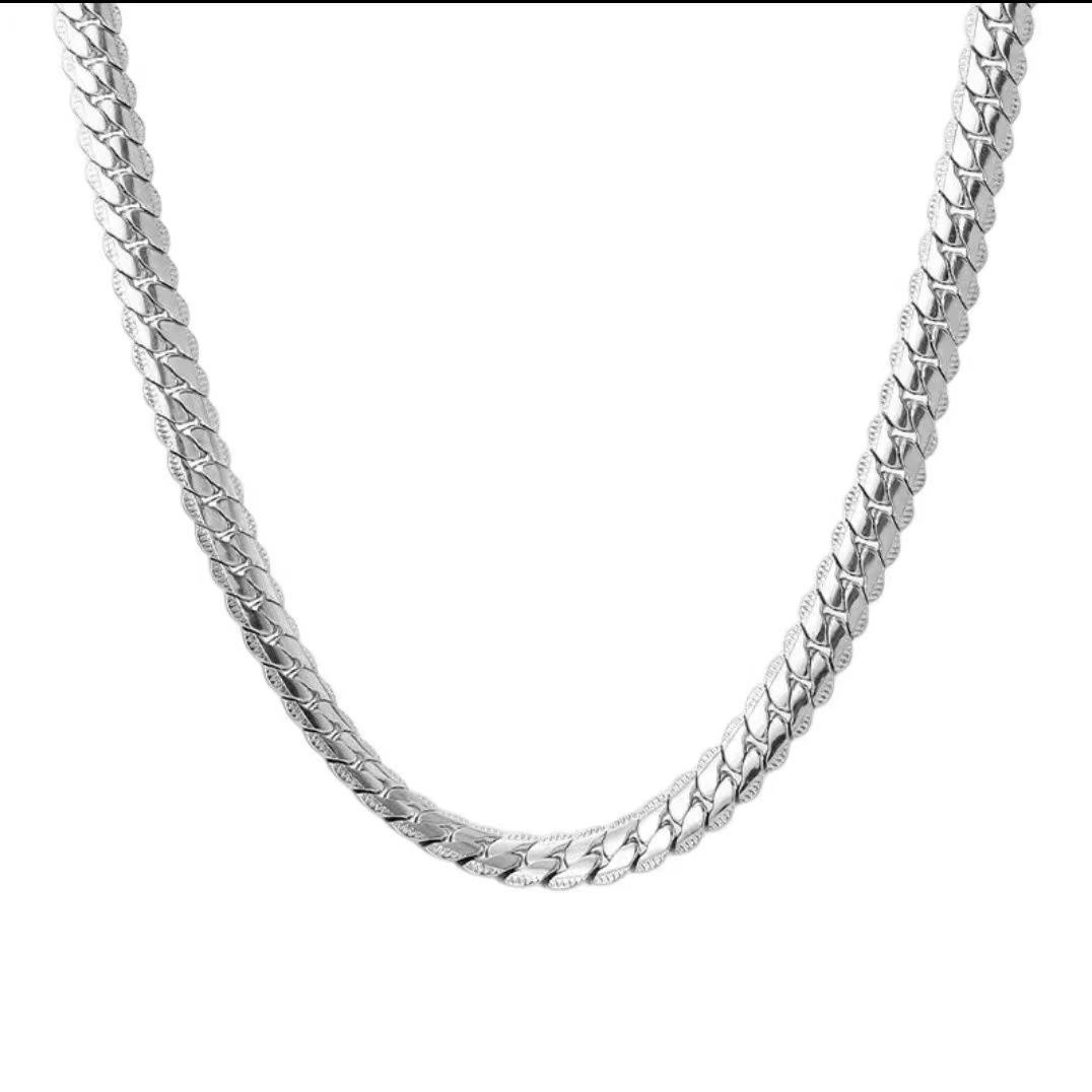 Men's Titanium Steel Cuban Link Chain & Flat Snake Chain Necklace, Non-Fading, Hip Hop Minimalist Style, Fashion Sweater Necklace, Ideal Holiday Gift for Him