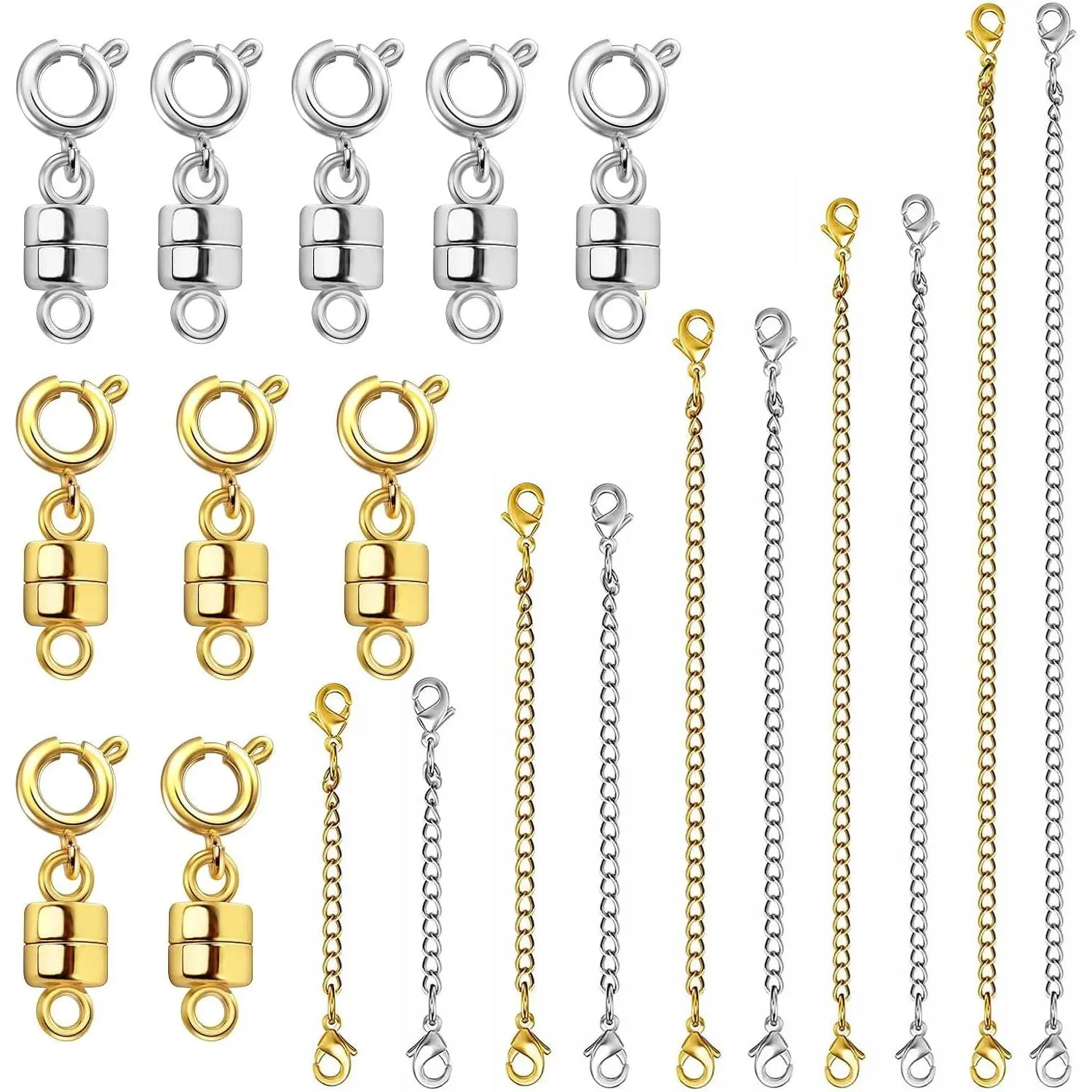 Magnetic Necklace Clasp and Necklace Extender, Gold and Silver Chain Extenders for Necklaces Bracelets Jewelry