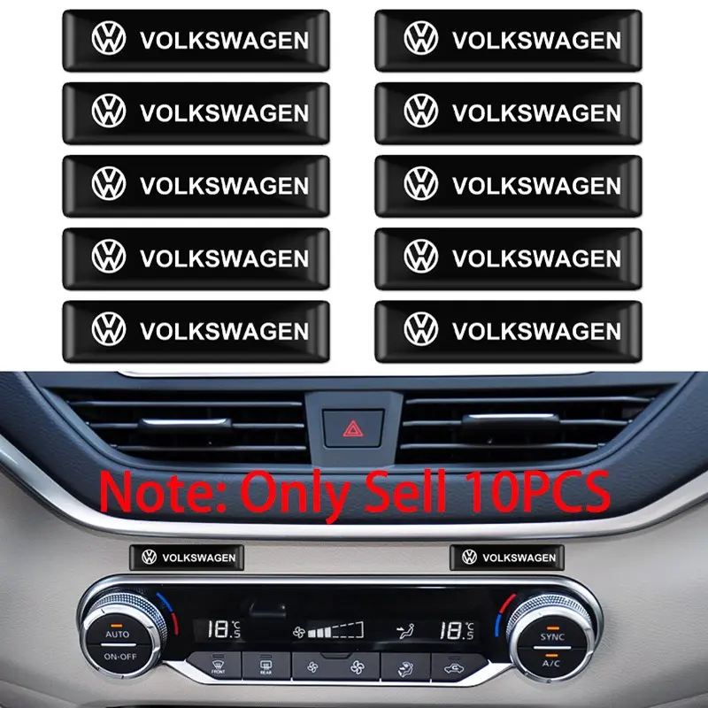 Volkswagen 10Pcs Long/Short Car Styling 3D Epoxy Car Stickers Emblem Badge Decoration Decals For Volkswagen VW GTI Polo Golf 4 5 6 7 Passat B6 B7 Scirocco CC Tiguan Touran Touareg Taigo Jetta Auto Accessories