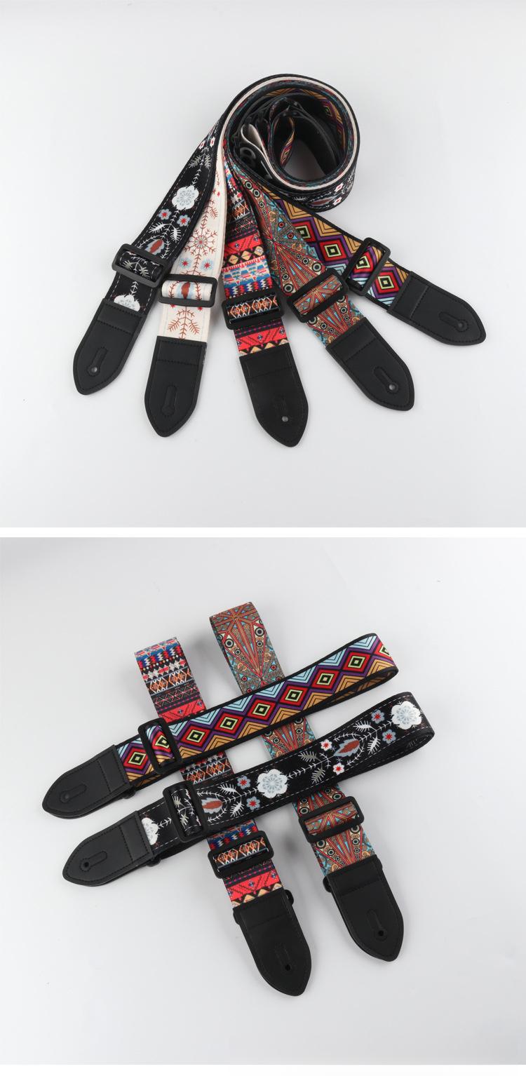 5CM Guitar Embroidered Strap Folk Style Unisex Crossbody Shoulder Strap Crossbody Bass Strap Musical Instrument Accessory