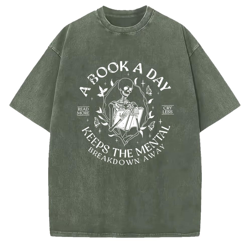 A Book A Day Keep The Mental Breakdown Away Shirt, Bookish Graphic Tee Women, Book Gift, Book Lover Gift, Reading Book T-shirt, Bookworm Gift, Book Club Tops For Women, Womenswear Fabric Comfort Chic Style