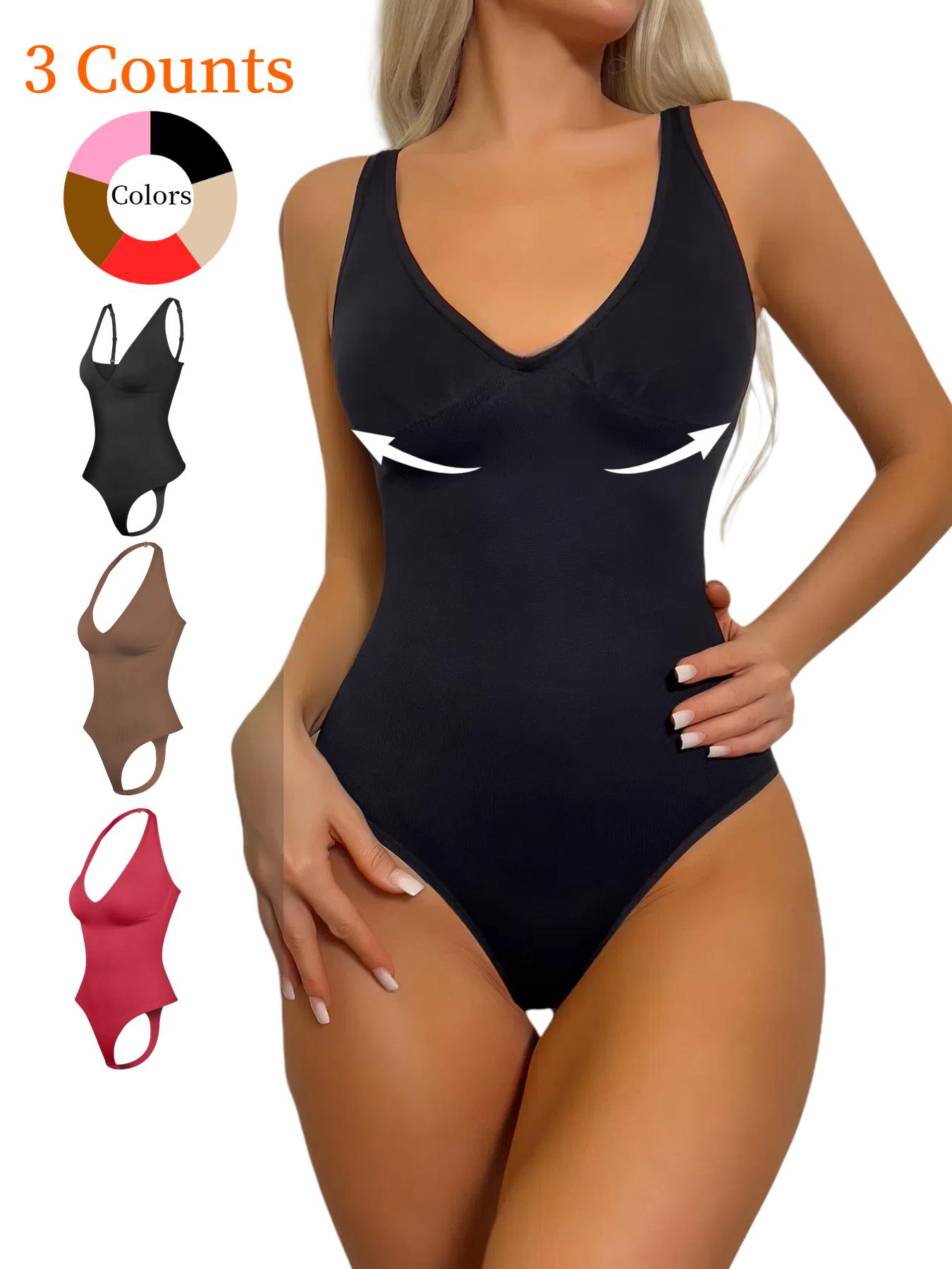 Women's Adjustable Convertible Strap Bodysuit, Tummy Control High Compression Shapewear, All-Seasons Slimming Suit, Kardashian Style, Basic, Crop, Fit, Underwear