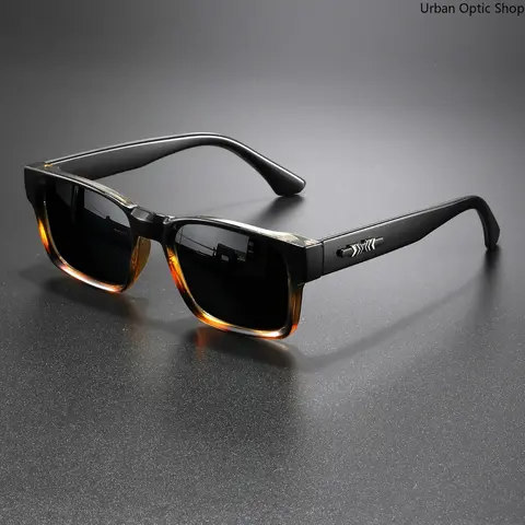 XUH Unisex Trendy Rectangle Retro Sunglasses - Nylon TR90 Lenses, Tortoise Bean Flower Frame Ash Slices, Metal Temples, Gradient Tint, Fashion Shades, High-Quality Eyewear for Men's Commute & Business Casual