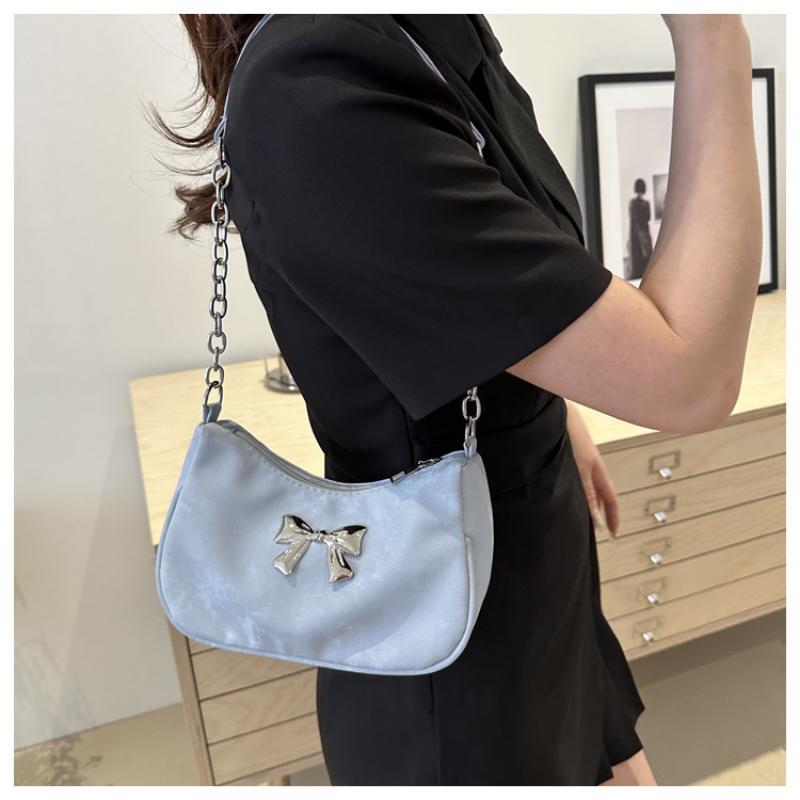 Sweet Little Fresh Bow Handbag Women Korean Armpit Crossbody Bag Chain Shoulder