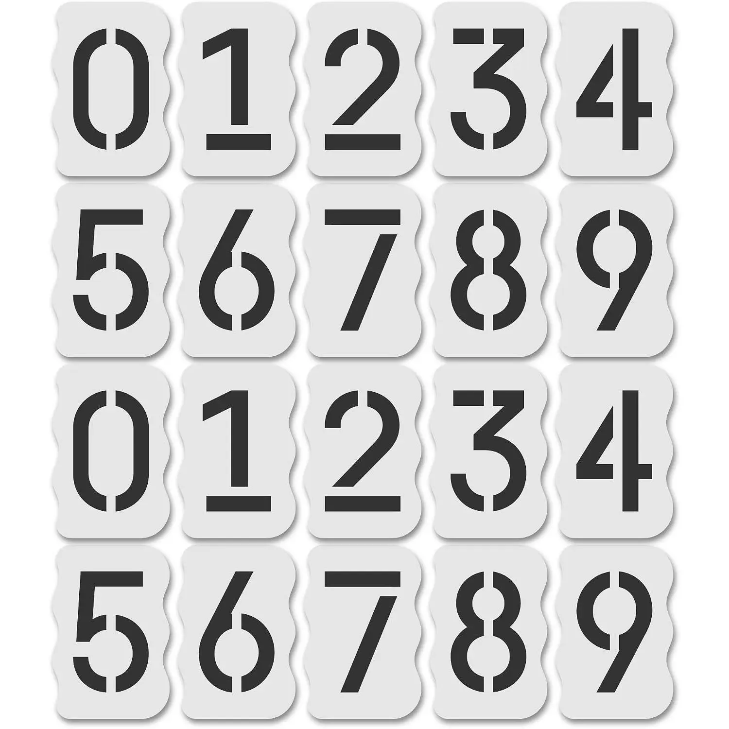 Curb Stencil Kit for Address Painting – Includes All Numbers, 4-Inch Durable & Reusable Plastic Stencils for Sidewalks, Pavement, and Industrial Use (2 of Each, Classic Font with Curb Frame)