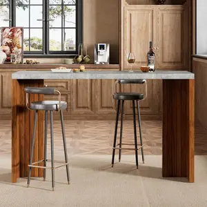 Bar Table for 4-6 People, 55" Long Counter Height Pub Table with Extra Thickened Tabletop, Modern Rectangular Home Bar Unit for Kitchen, Dining Room, Balcony, Living Room & Basement