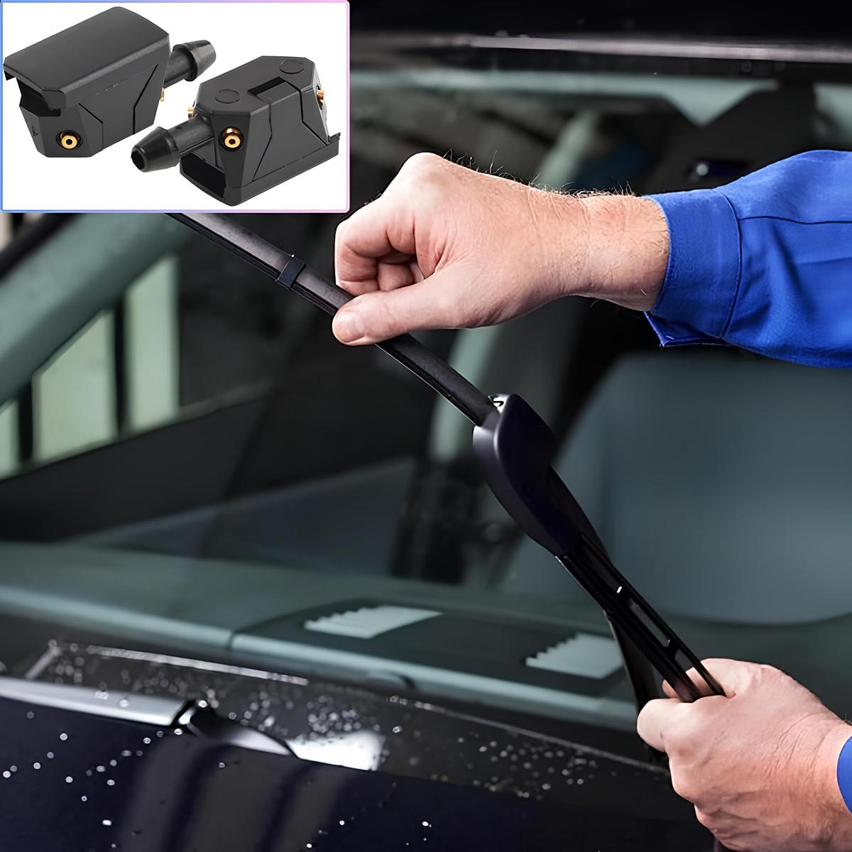 2 PCS Front Windshield Washer Nozzles, 4 Holes Car Windshield Washer Wiper Arm Sprayer, Auto Left Right Windshield Washer Squirter Nozzle Replacement, Universal Vehicle Accessories