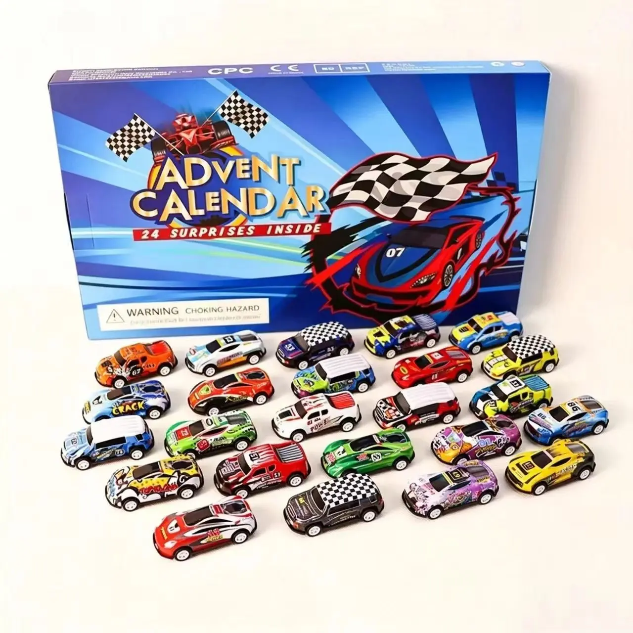 24-Day Racing Christmas Countdown Calendar, Mini Alloy Car Surprise Gift Box, Graffiti Style Toy Vehicles, Kids Holiday Blind Box, Halloween Party Toys