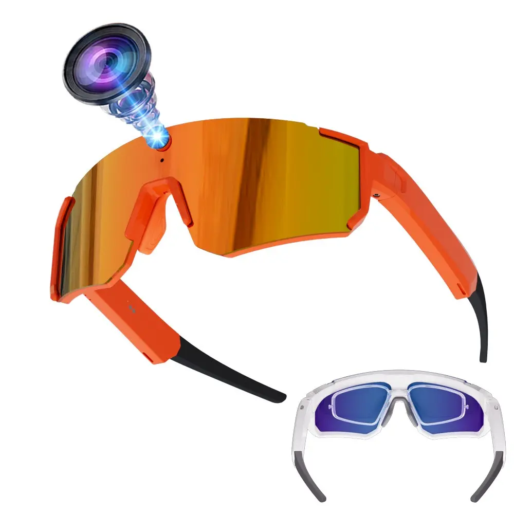 AI Smart Sport Glasses with Video Recording, 8MP Camera, 4GB Memory Build-in (No SD Card Needed), Build-in Myopia Inner Frame,Bluetooth Call ,Music Control ,AI Translation, 260Mah Battery, IP64 Waterproof