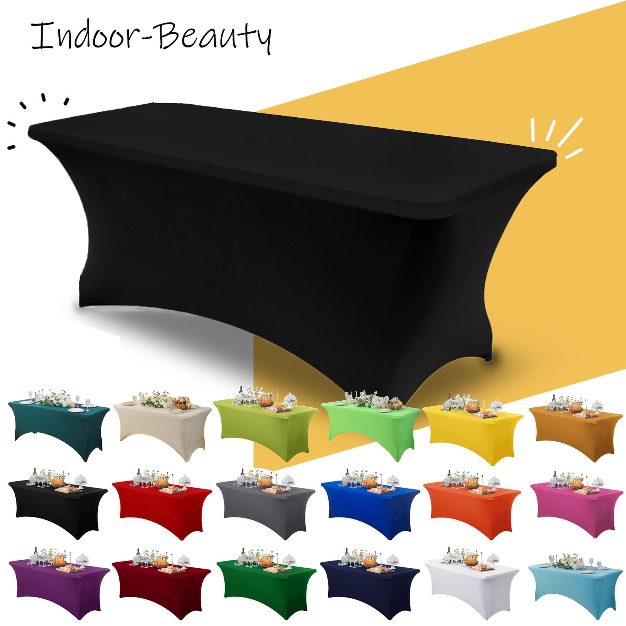 Solid Color Tablecloth, 1 Count Rectangular Stretch Table Cover, Spandex Table Covers, Universal Stretch Table Cloth for Exhibitions, Dinners, Weddings, Birthday Parties, Decor