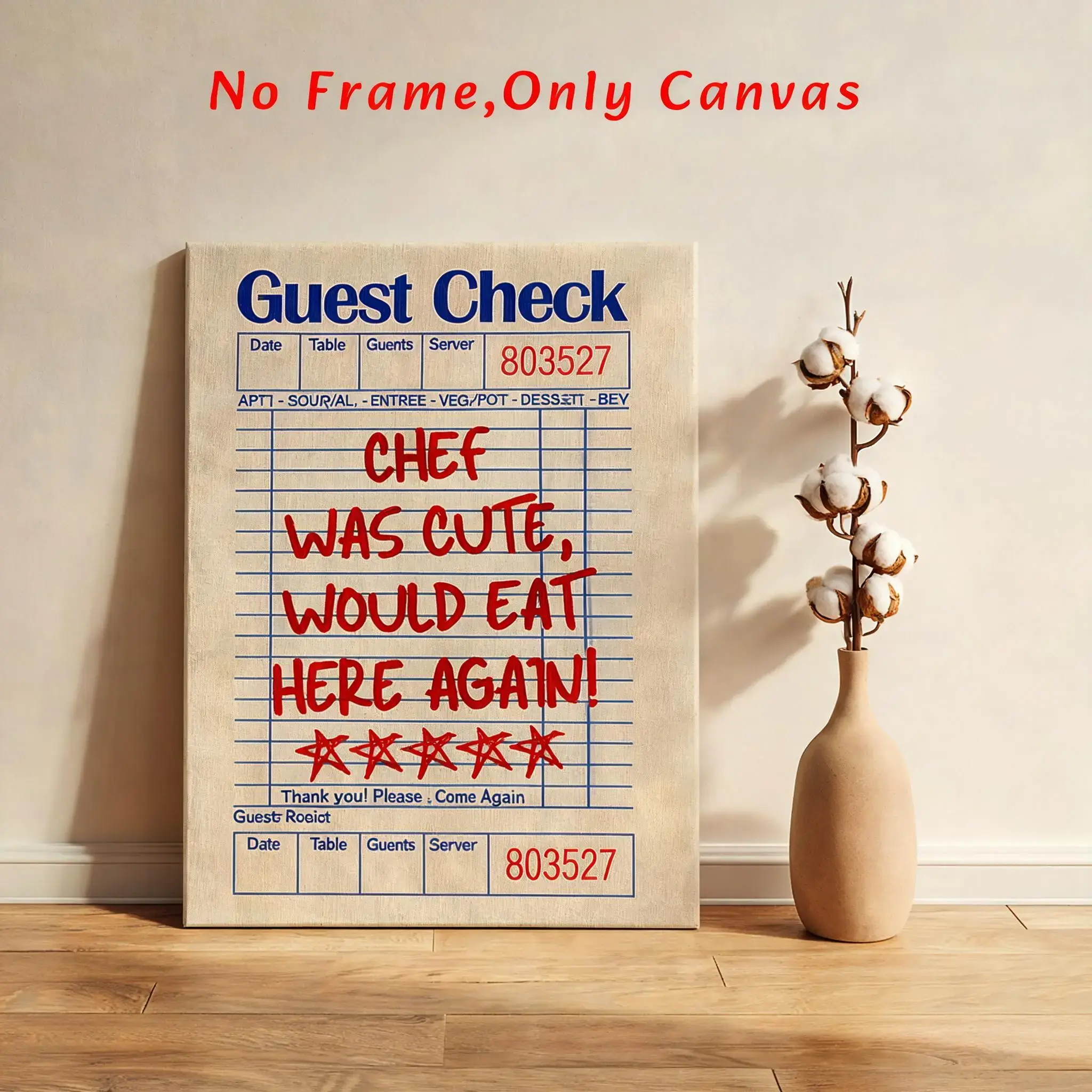 Guest Check Wall Art, Kitchen Wall Art, Kitchen Decor, Wall Decor, Canvas Wall Art, Home Decor, Living Room Decor, Bedroom Decor, Poster, Unframed Art Print