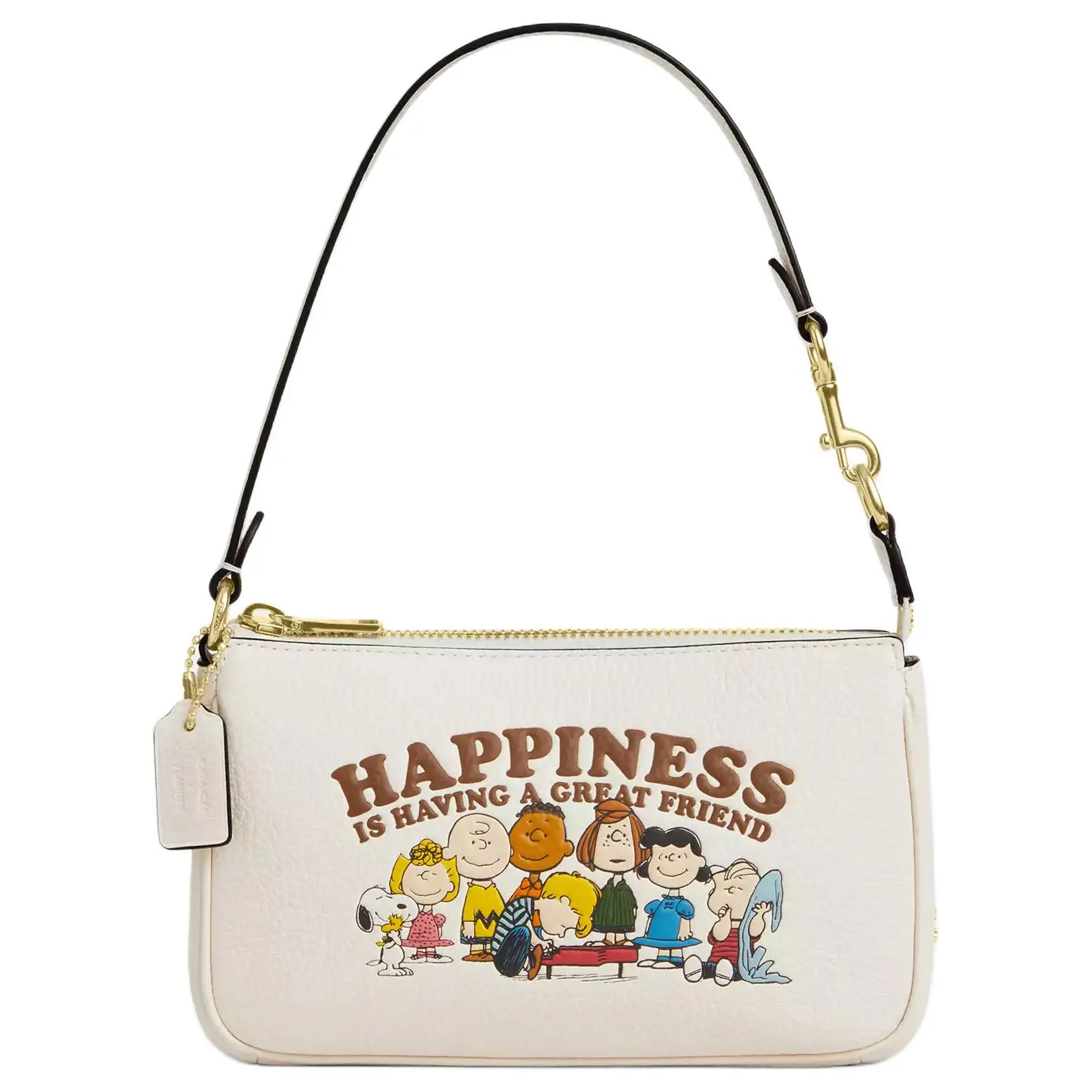 Coach x Peanuts Snoopy Nolita 19 Handbag for Women – Cartoon-Printed, Textured Leather, Gold-Tone Hardware, White