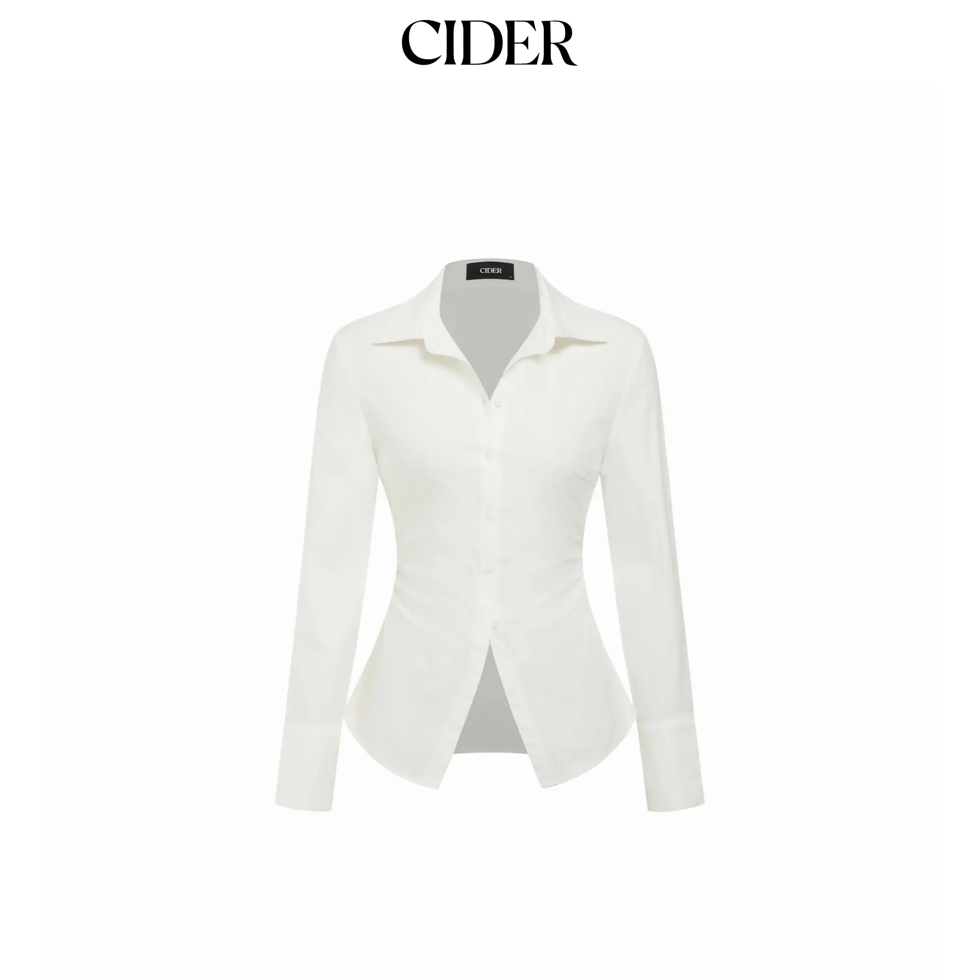 Cider Stretch Cotton-blend Collar Button Long Sleeve Shirt SummerFinds