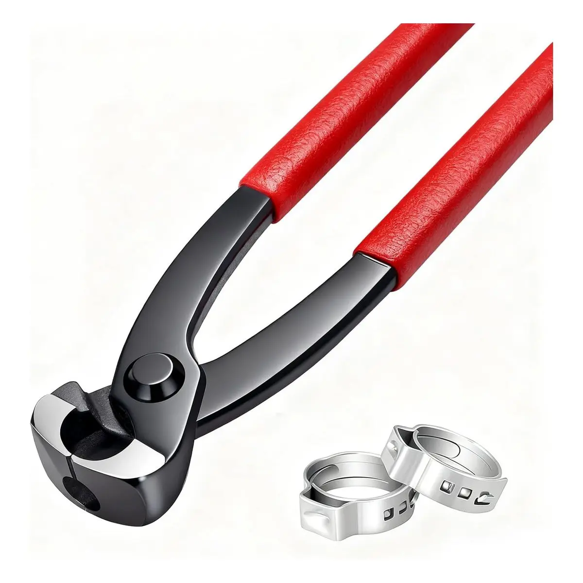 9 in Front & Side Jaw Hose Clamp Crimping Pliers, Carbon Steel Pinch Clamp Tool with Ergonomic Design, Comfortable Non-Slip Grip for Easy Installation, Automotive Repairs, Pipe & Fuel Line Fixes