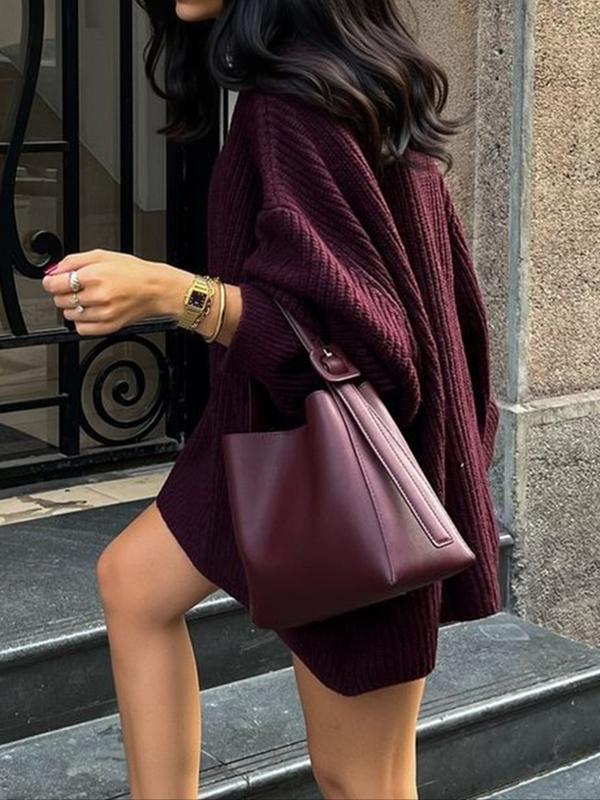 Fall & Winter Women's Casual Loose Sweater, Simple Retro Style Long Sleeve Round Neck Jumper, Cozy Oversized Knit for Relaxed