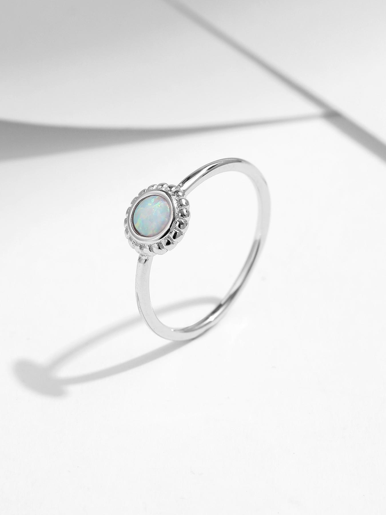 925 Sterling Silver Vintage Sunflower Design Ring, Fashion Synthetic Opal Ring for Women, Trendy All-match & Exquisite Jewelry for Birthday Gift