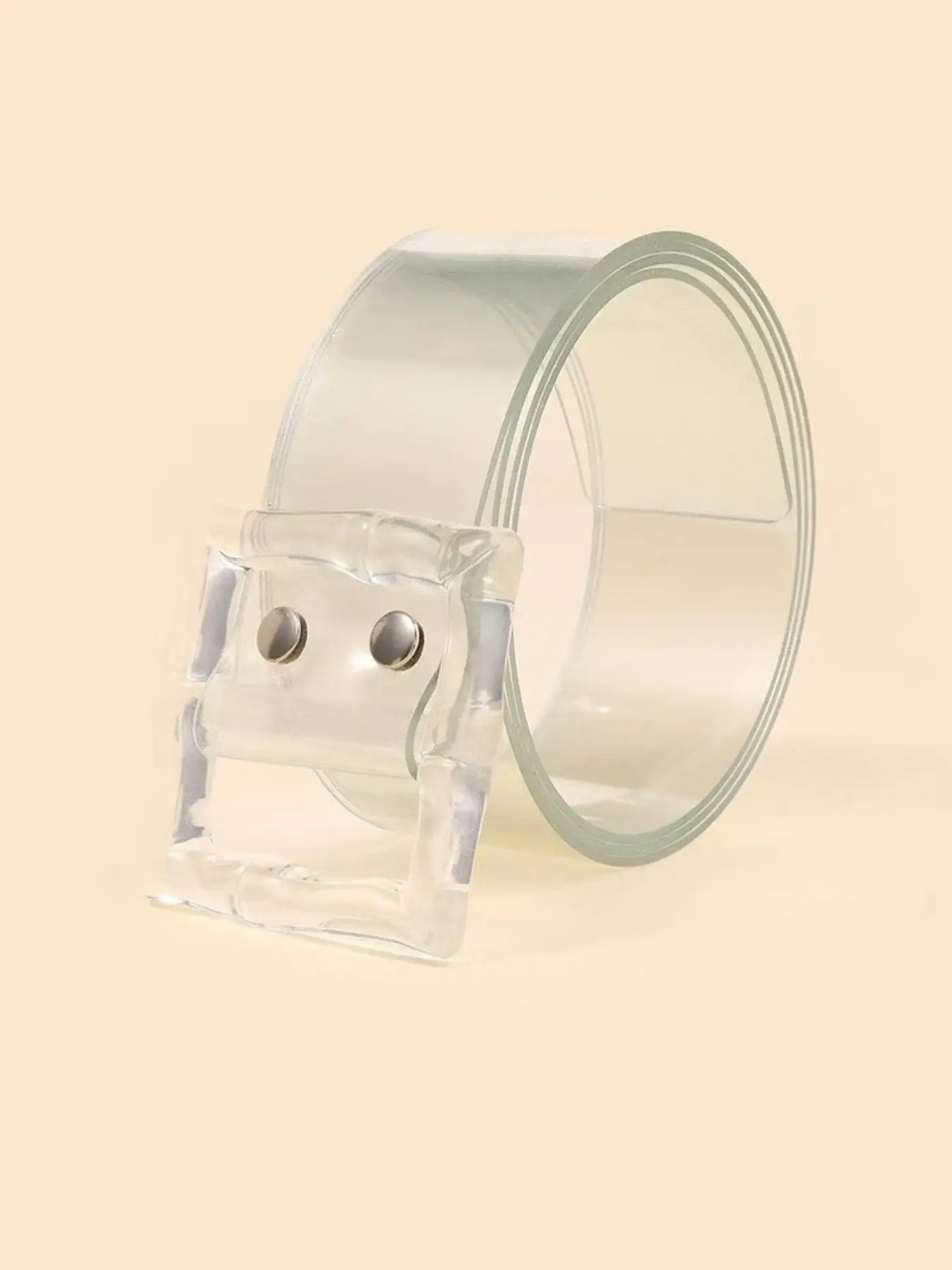 Minimalist Transparent Round Buckle Belt, Women's Student Waist Cinch Belt, Soft Versatile Simple Unique Leather Belt, Fashionable Waist Sash, Casual Waist Belt