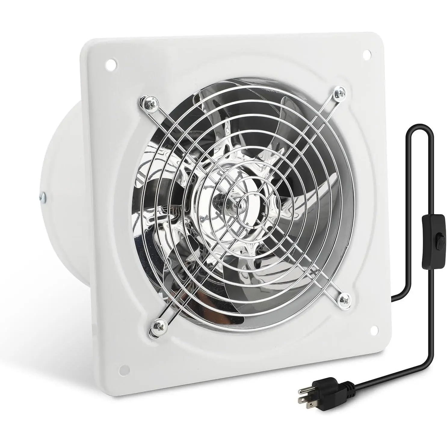 8 Inch Exhaust Fan, Kitchen Exhaust Fan With  60Hz 7  Iron, 760 CFM Window Exhaust Fan, Small Wall Mounted Ventilation Fan for Attic, Greenhouse, Bathroom, Basement(White, 80W)