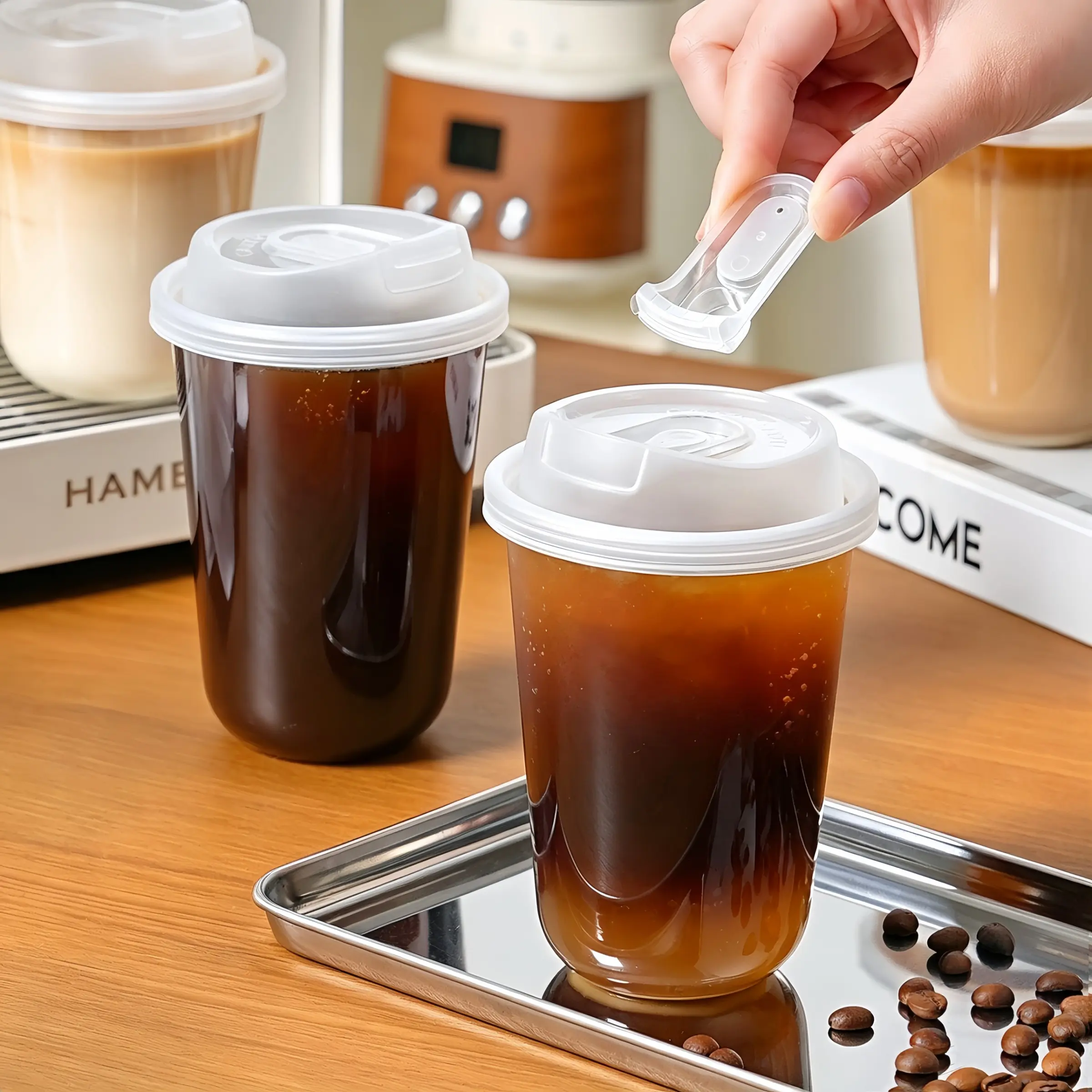 500ML Transparent Coffee Cup with Lid, U-Shaped Disposable Beverage Cup, Ideal for Hot Drinks, Milk Tea, Takeout Beverages