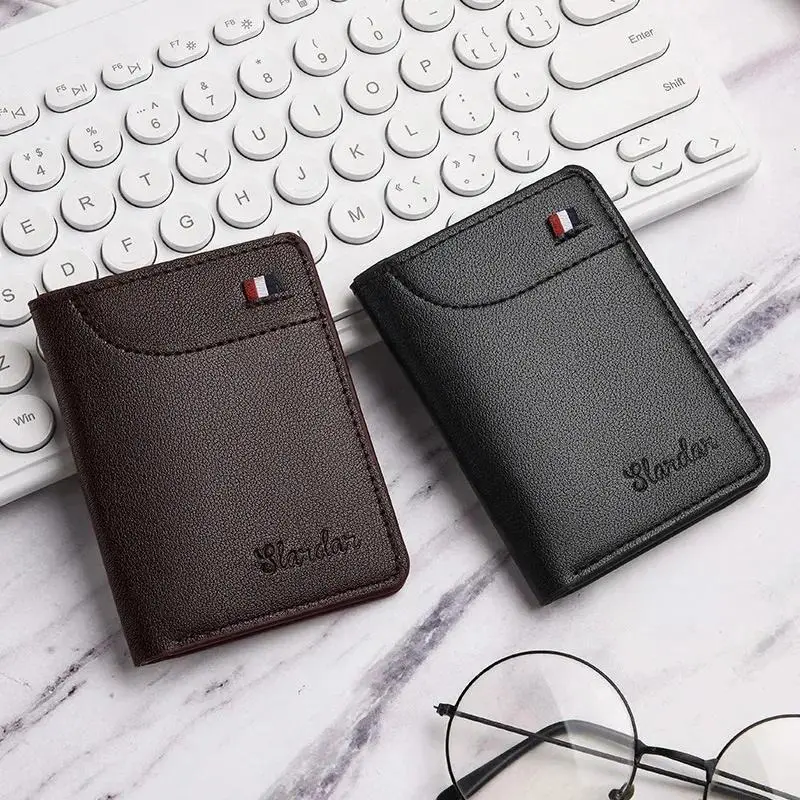 Men's Minimalist Ultra-Thin Vertical Soft Leather Wallet - Student Card Holder for Daily Use, Mens Wallet