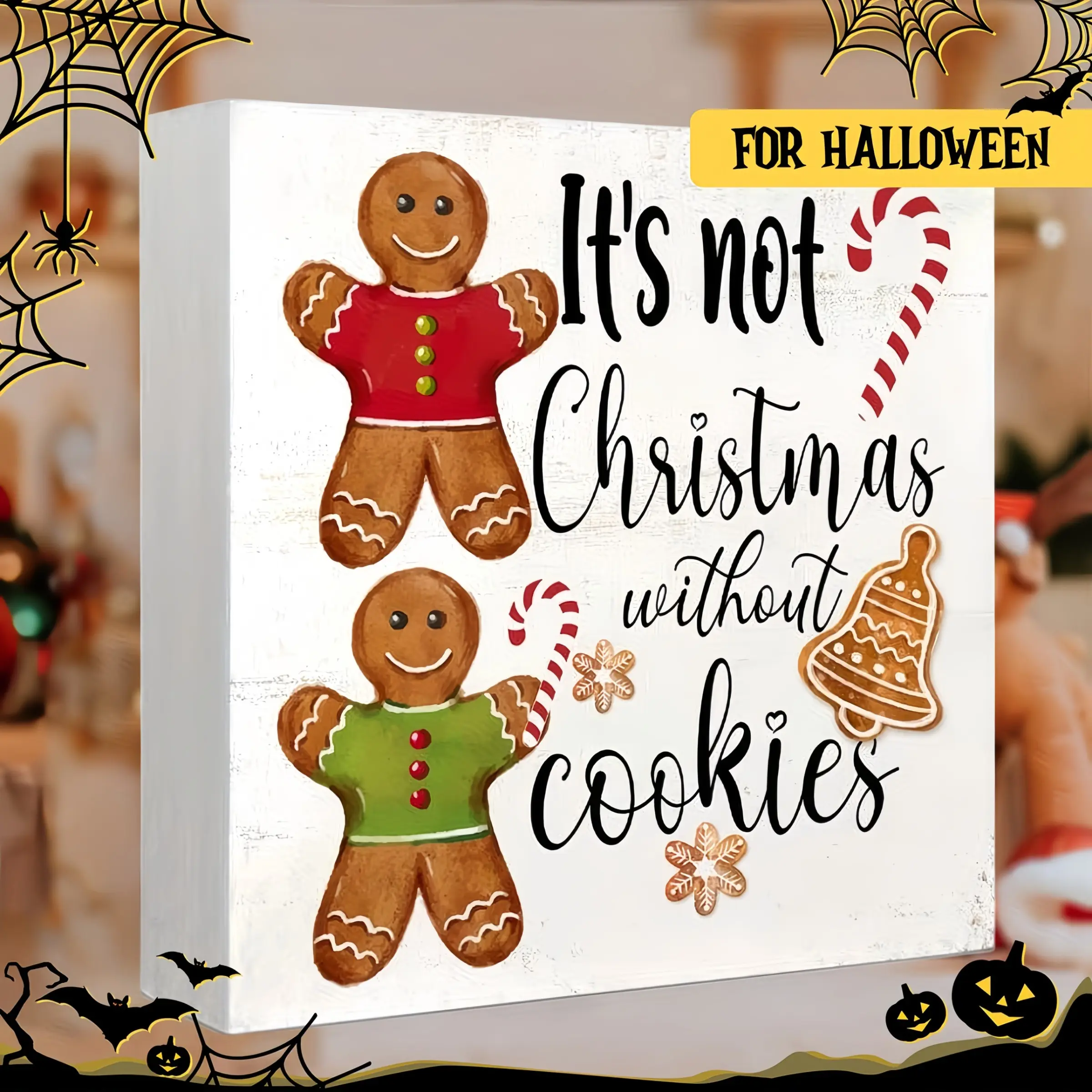 PVC Gingerbread Man Cookie Sign, American Vintage Desktop Decor, Christmas Holiday Home Table Decoration, Retro Style Ornament