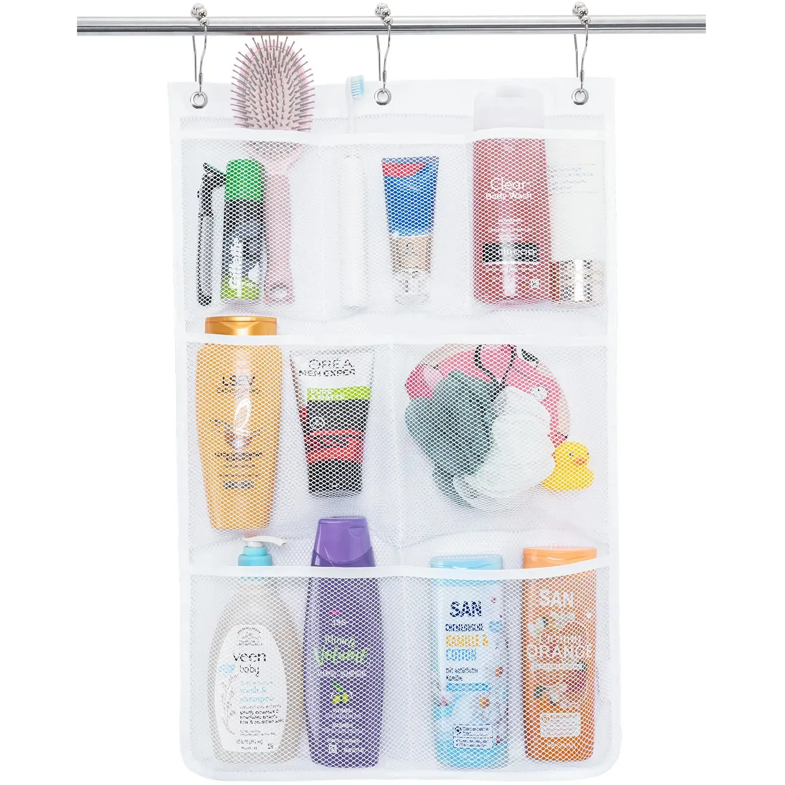 🛁 Shower Caddy Hanging Organizer ｜ Mesh Bathroom Caddy Bag ｜ Quick-Dry Portable Shower Tote ｜ 7-Pocket Wall Storage for Travel Dorm Home