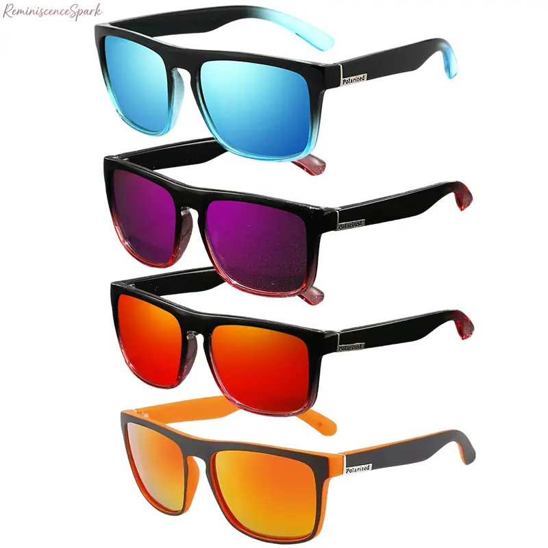 4-Pack Unisex Square Polarized Sports Sunglasses, UV Block Anti-Glare Gradient Rim Frames, Lightweight Multi-Set Outdoor Performance Eyewear Bundle. Versatile Functional Shades for Road Cycling, Highway Driving, Fishing Trips & Daily Casual Outdoor Outing