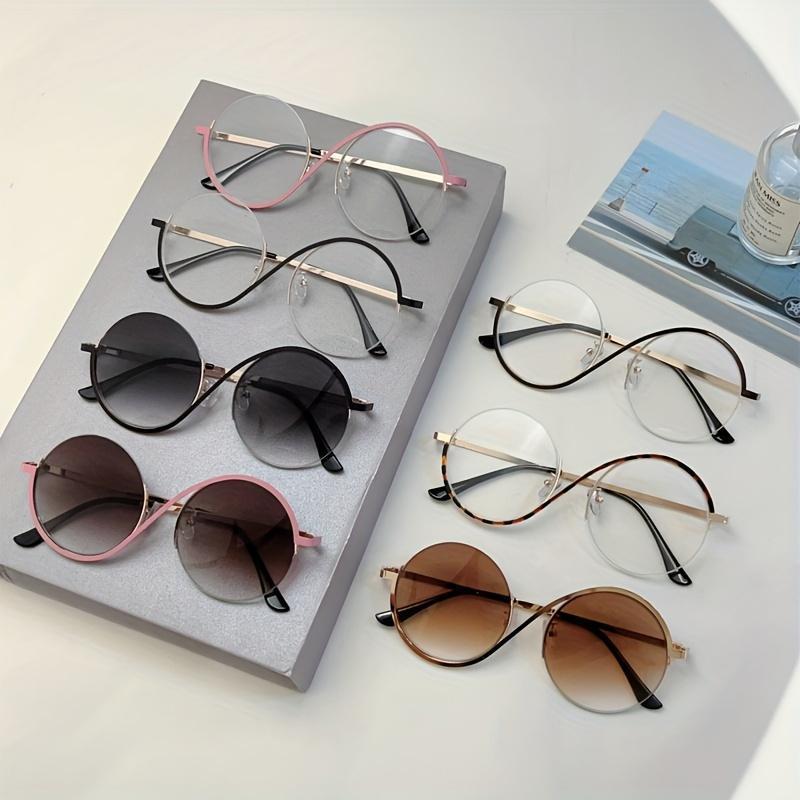 Full Frame Round Oversize Advanced Sense Glasses- 1pc Fashionable Pink Multicolor Minimalist Shades Traveling and Street Snap Wear